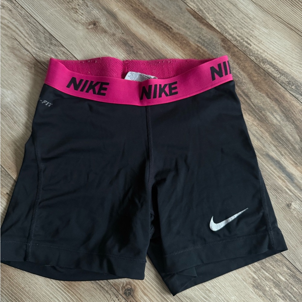 Nike Women's Athletic Shorts in Black with Pink Accents